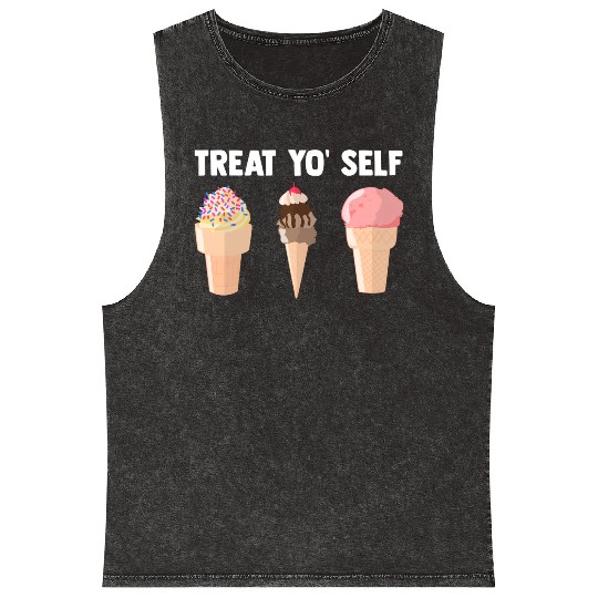 Ice Cream Treat Yo' Self Summertime Sherbet Gelato Mineral Wash Tank Tops