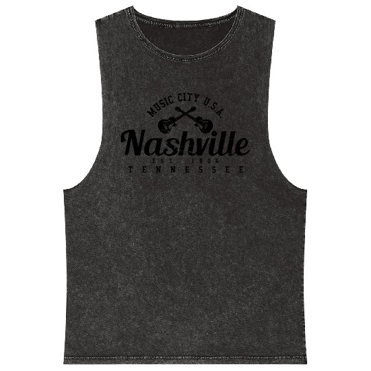 hville - Cory Music City Guitar Mineral Wash Tank Tops