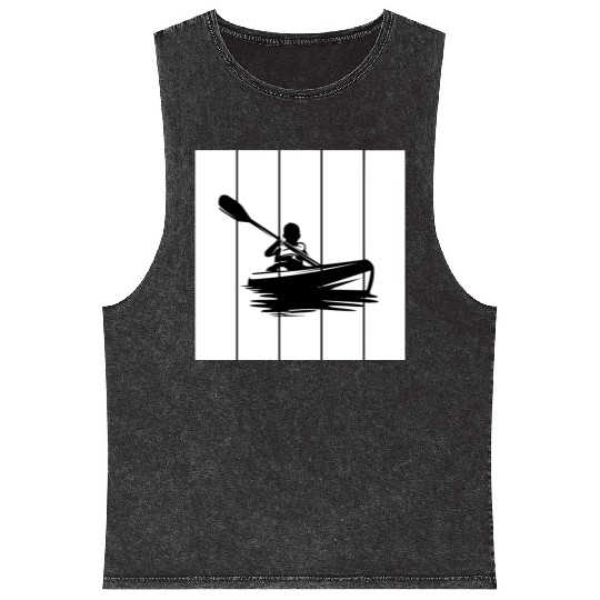 Man in a kayak boat rafting down a river Mineral Wash Tank Tops