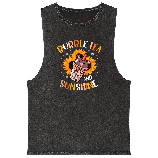 Bubble Tea And Sunshine Boba Tea Drinker Mineral Wash Tank Tops