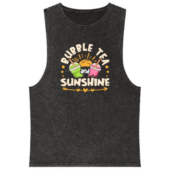 Bubble Tea And Sunshine Boba Tea Drinker Mineral Wash Tank Tops