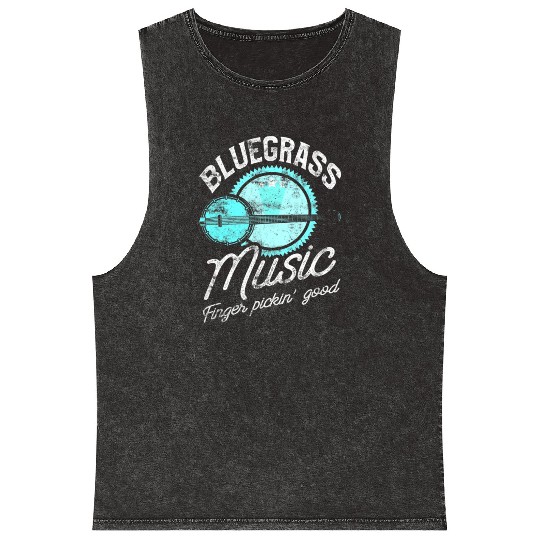 Bluegrass Music Guitar Player and Funny Banjo Mineral Wash Tank Tops