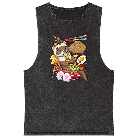 Kawaii Ferret Ra Noodles Japanese Food Mineral Wash Tank Tops