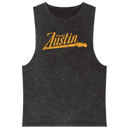 Austin Texas Guitar Neck Mineral Wash Tank Tops