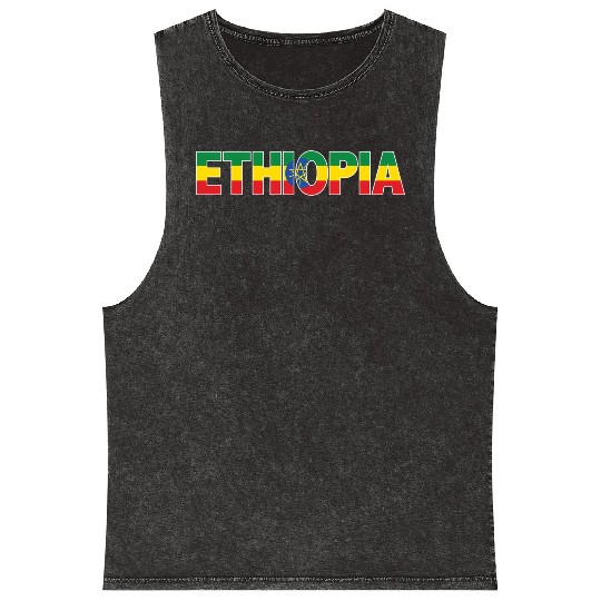 Ethiopia Flag For Patriotic And Proud Ethiopian Mineral Wash Tank Tops