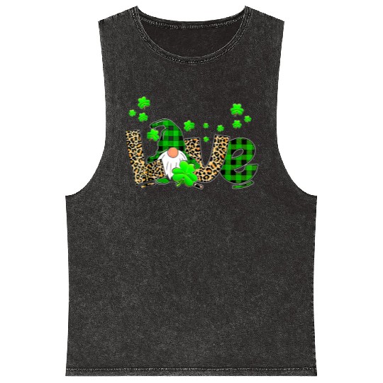 Bleached Love St Patric Day Gnomes Shamrock For Mineral Wash Tank Tops
