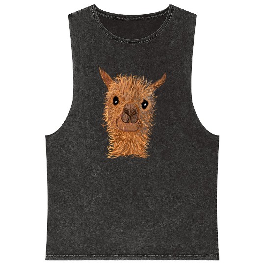 Alpaca Lama Sweet Alpaca Sweet Alpaca Alpaca Head Mineral Wash Tank Tops