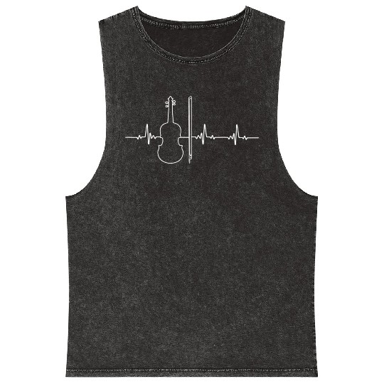 Violin Heartbeat Music Lover For Violin Lovers JT Mineral Wash Tank Tops