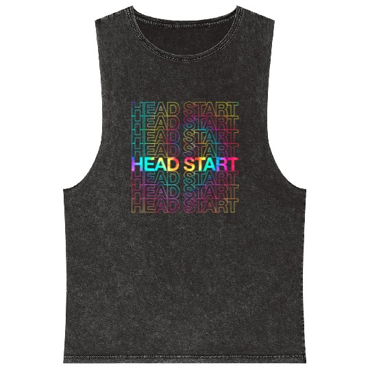 Rainbow Tie Dye Head Start Team Back To School Mineral Wash Tank Tops
