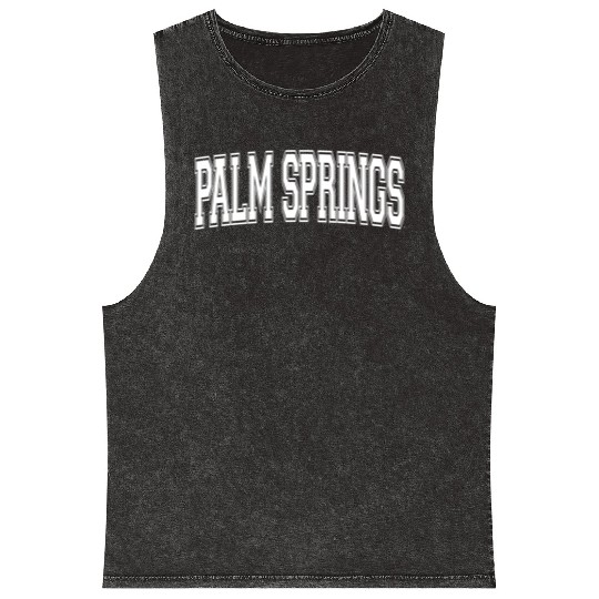 Palm Springs Ca California Usa Sports Varsity Styl Mineral Wash Tank Tops
