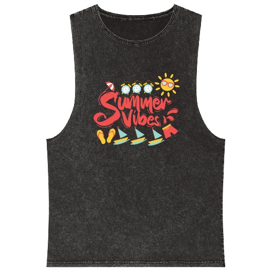 Summer Vibes - Boats | Slippers | Sun Glasses Mineral Wash Tank Tops