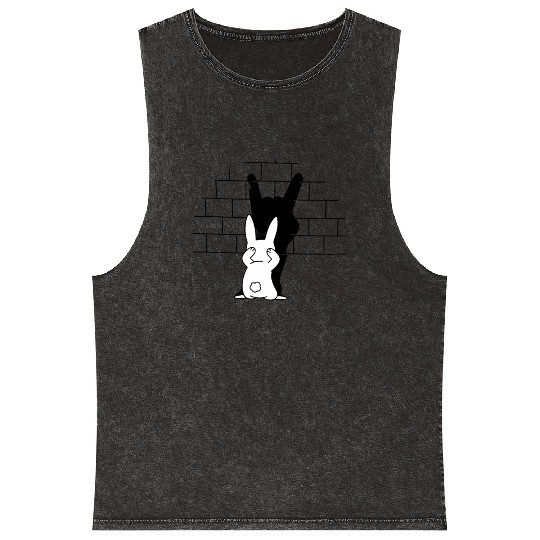 Rabbit Hand Shadow Rock And Roll Bunny Mineral Wash Tank Tops