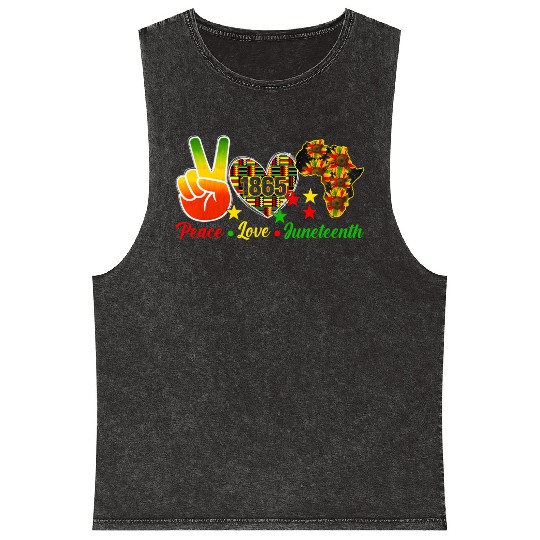 Peace Love Juneteenth 1865 Black Wo Africa America Mineral Wash Tank Tops