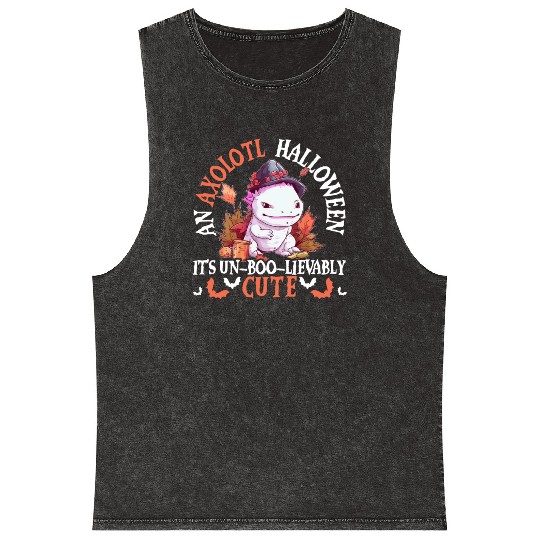 Axolotl Halloween Trick Or Treat Amphibian Axolotl Mineral Wash Tank Tops
