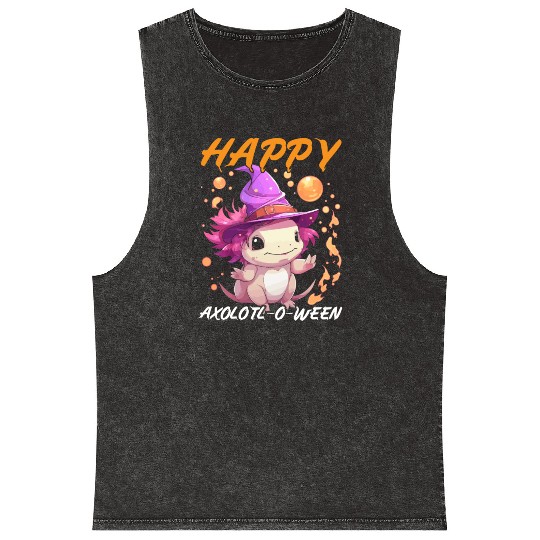 Axolotl Halloween Trick Or Treat Amphibian Axolotl Mineral Wash Tank Tops
