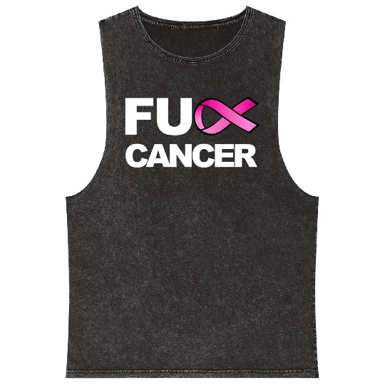 Fuck Cancer For Breast Cancer Awareness Mineral Wash Tank Tops
