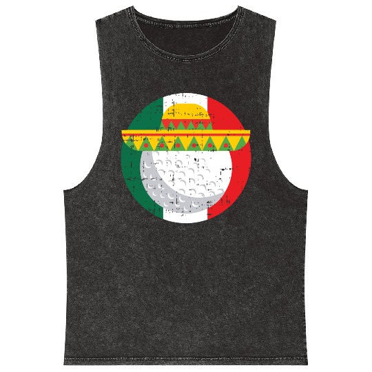 Cinco De Mayo Mexico Golf Ball Funny Mexican s Mineral Wash Tank Tops
