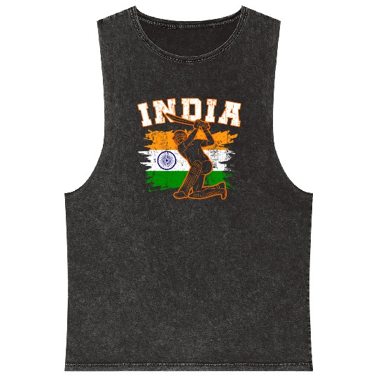 India Flag Indian Cricket Jersey Fans Player Coach Mineral Wash Tank Tops
