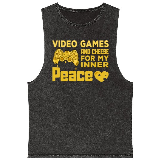 Video Games Gaming Cheese Love Gift Mineral Wash Tank Tops