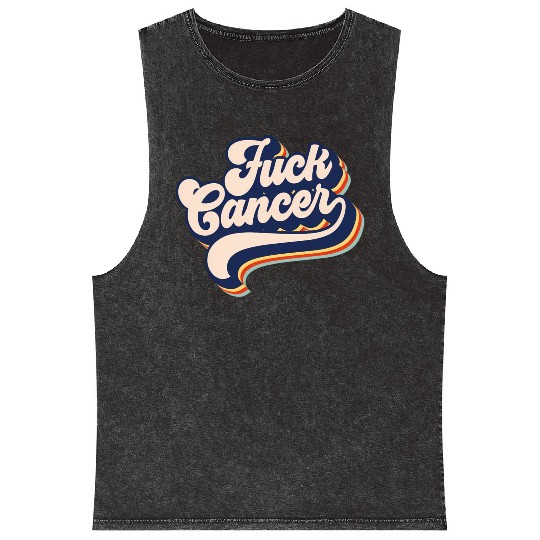 Fuck Cancer Cancer Survivor Retro Fuck Cancer Mineral Wash Tank Tops