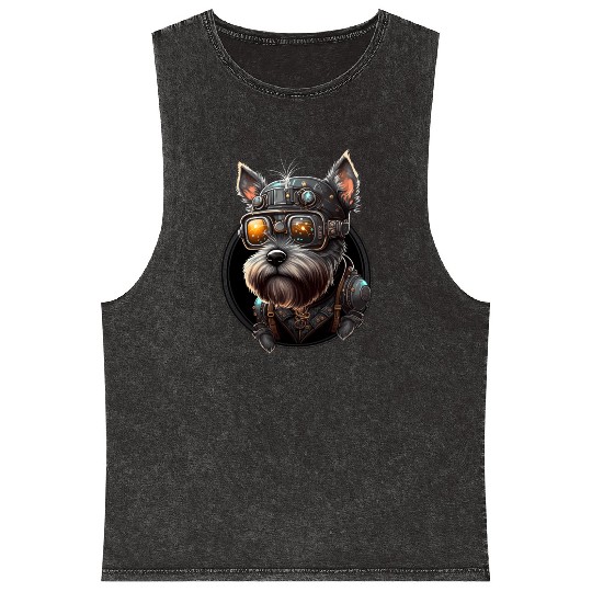 Steampunk Miniature Schnauzer Mineral Wash Tank Tops