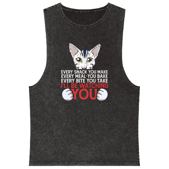 I'Ll Be Watching You Oriental Cat Owner Mineral Wash Tank Tops