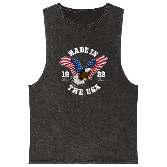 100 Year Old Patriotic Eagle Usa Flag 1922 Mineral Wash Tank Tops