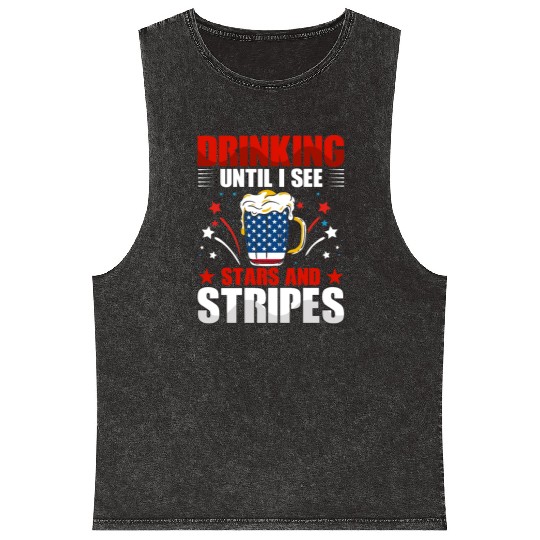 Drinking until I see Stars and Stripes Mineral Wash Tank Tops