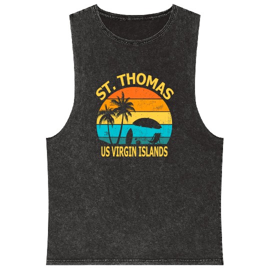 Travel St Thomas Us Virgin Islands Vacation Souven Mineral Wash Tank Tops