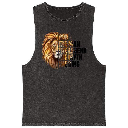 The Man the Legend Lion Mineral Wash Tank Tops