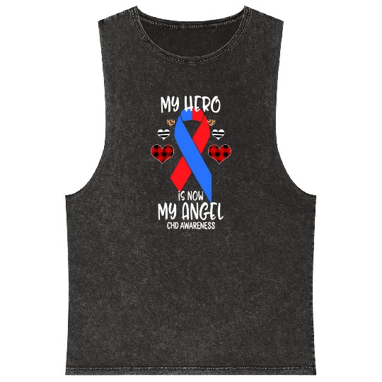 Chd Awareness Remembrance Hero Is Now My Angel Mineral Wash Tank Tops