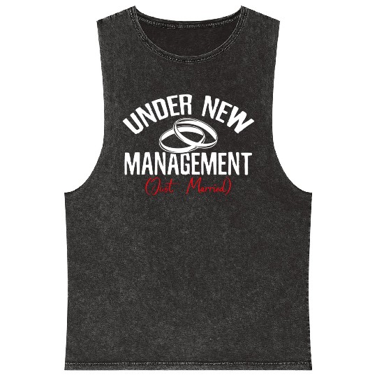 Under Newagement Just Married Groom Bride Wedding Mineral Wash Tank Tops