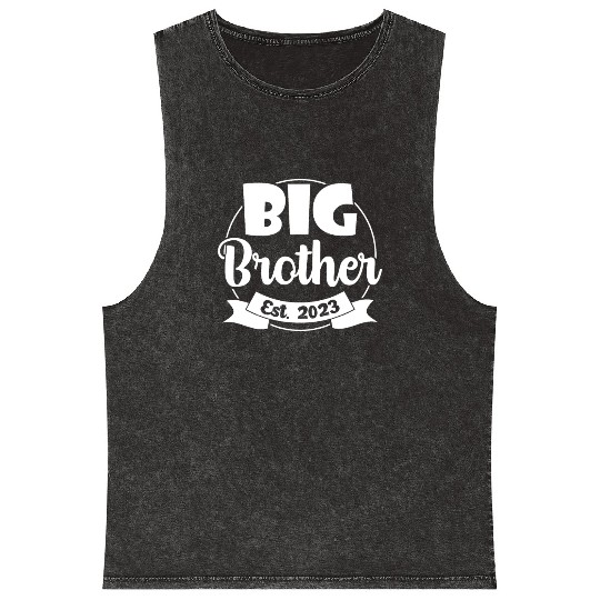 Promoted To Big Brother Est. 2023 Baby Announcemen Mineral Wash Tank Tops