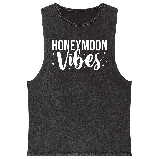 Bride Groom Vacation Newlywed Trip Honeymoon Vibes Mineral Wash Tank Tops