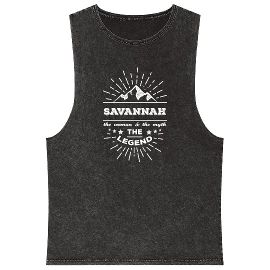 Savannah The Woman The Myth The Legend Mineral Wash Tank Tops