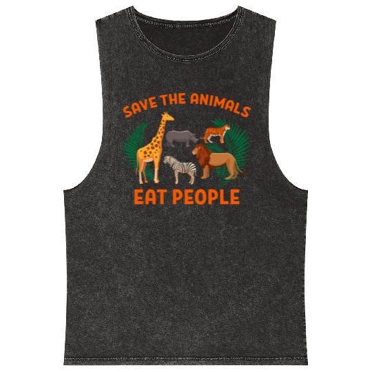 Animals People Plants Vegan Saying Mineral Wash Tank Tops