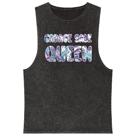 Garage Sale Queen paisley Mineral Wash Tank Tops