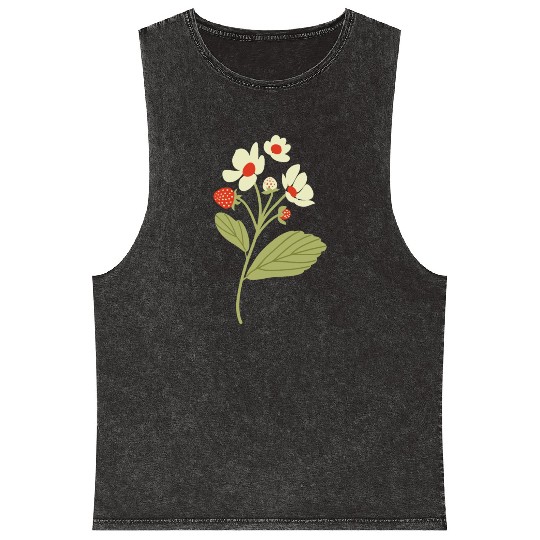 Strawberry Berry Mineral Wash Tank Tops