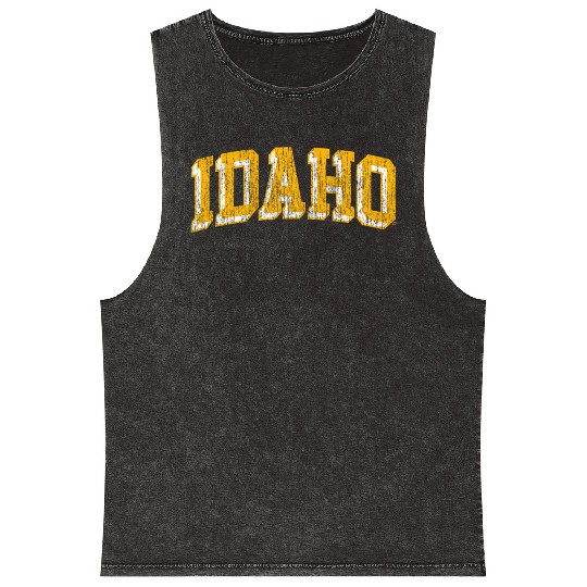 Idaho Vandals Block Logo Black Mineral Wash Tank Tops