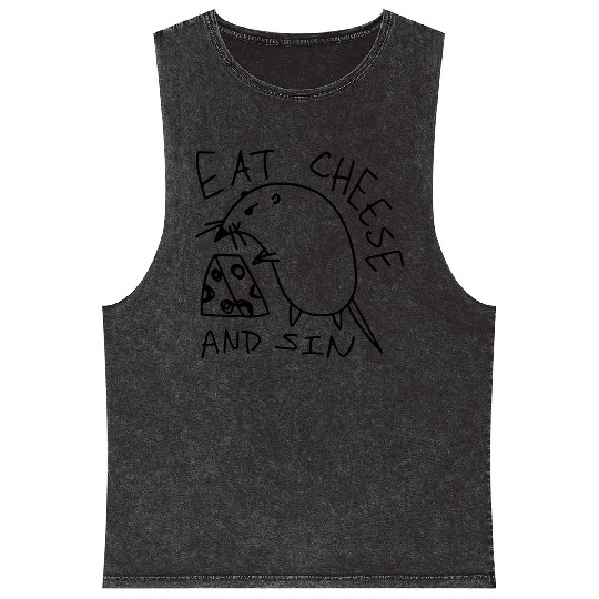 Eat Cheese And Sin Funny Cheese Lover Mineral Wash Tank Tops