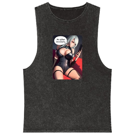 Cyberpunk Waifu Influencer Design 3 Mineral Wash Tank Tops