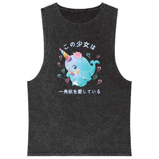 Narwhal Love Mom Narwal Mineral Wash Tank Tops