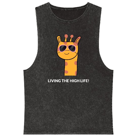 Cute Long Neck Giraffe Mineral Wash Tank Tops