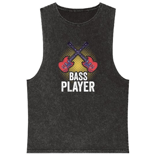 Bass Player Music Guitar Band Musician Mineral Wash Tank Tops