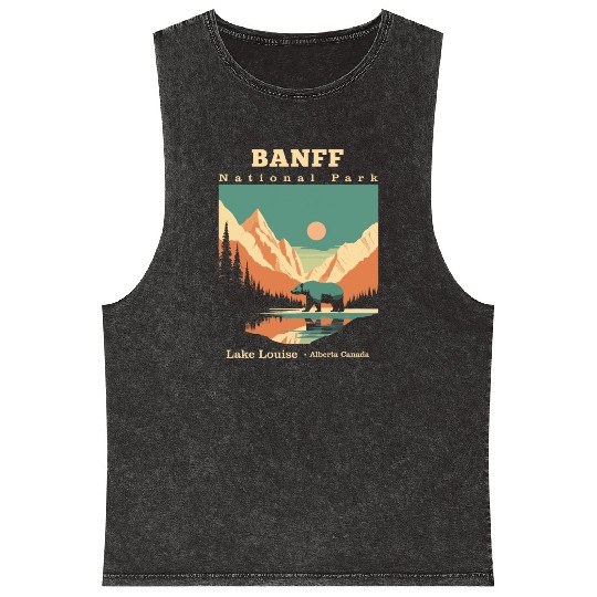 Vintage Retro Canadian Banff National Park Mineral Wash Tank Tops
