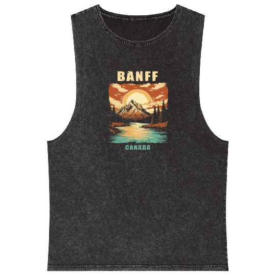 Vintage Retro Canadian Banff National Park Mineral Wash Tank Tops