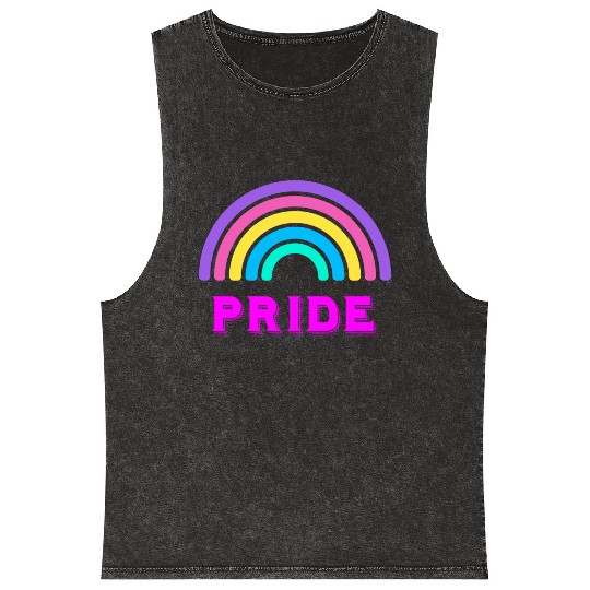 Prideful Rainbow Celebrating Pride Month Mineral Wash Tank Tops