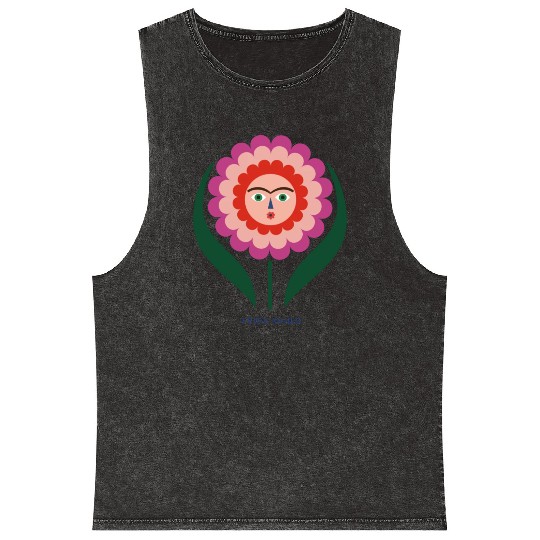 Frida Kahlo Colorful Flower Feminist Mexican Mineral Wash Tank Tops