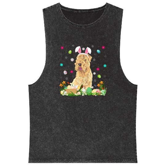 Easter Egg Wheaten Dog Easter Sunday Mineral Wash Tank Tops