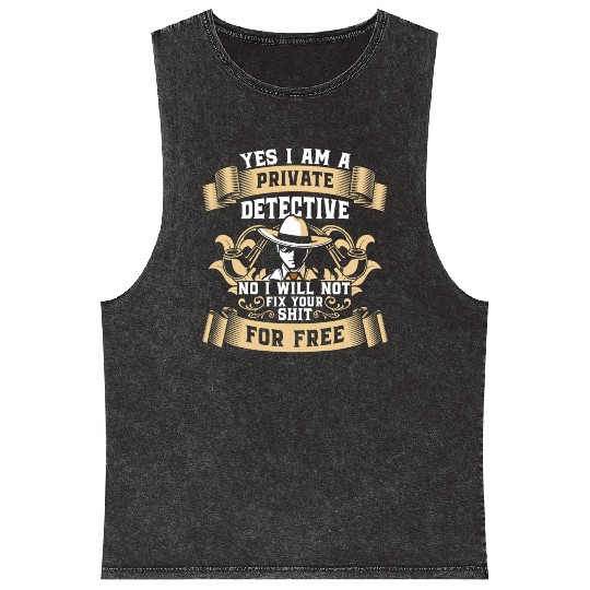 Agent Clue Private Detective Crime Mineral Wash Tank Tops